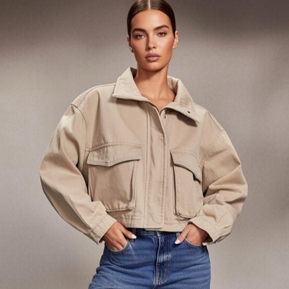 Ashley Vintage Charm Jackets & Blazers - ASHLEY VINTAGE CHARM DENIM JACKET COLOR: TAUPE